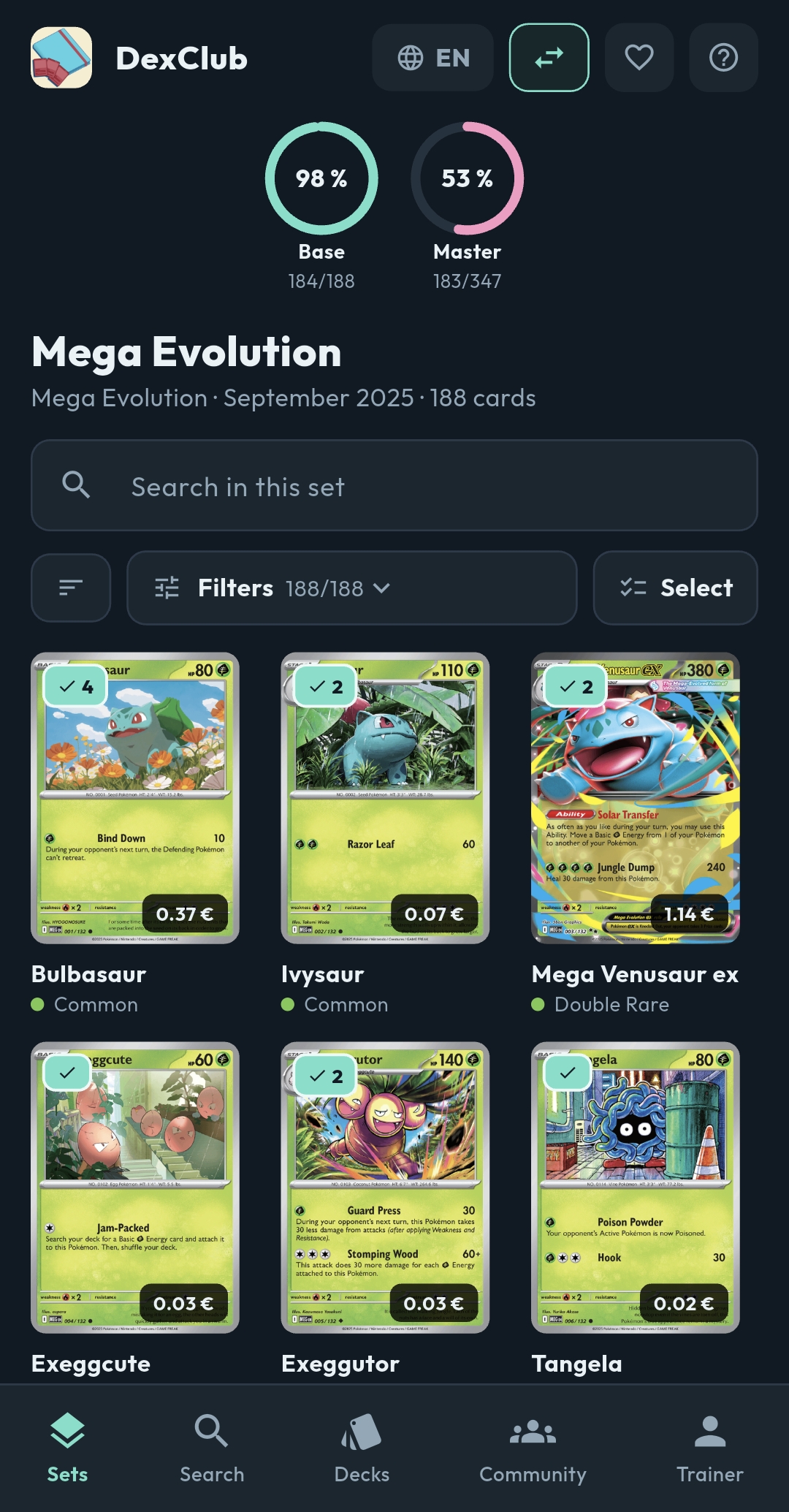 Every set, with your progress