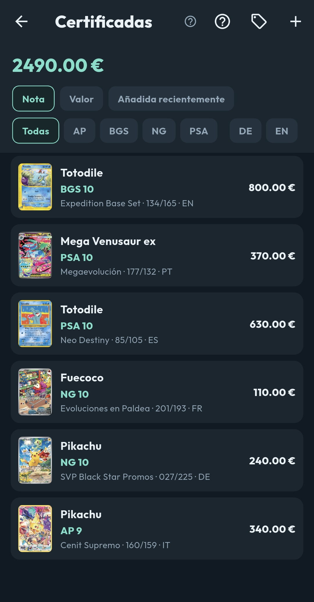 Cartas certificadas